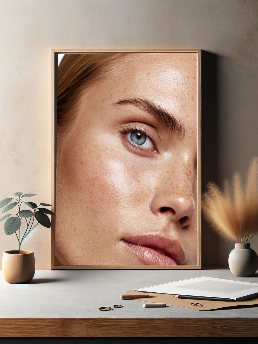 Freckled Blue-Eyed Portrait Print. — room view 2