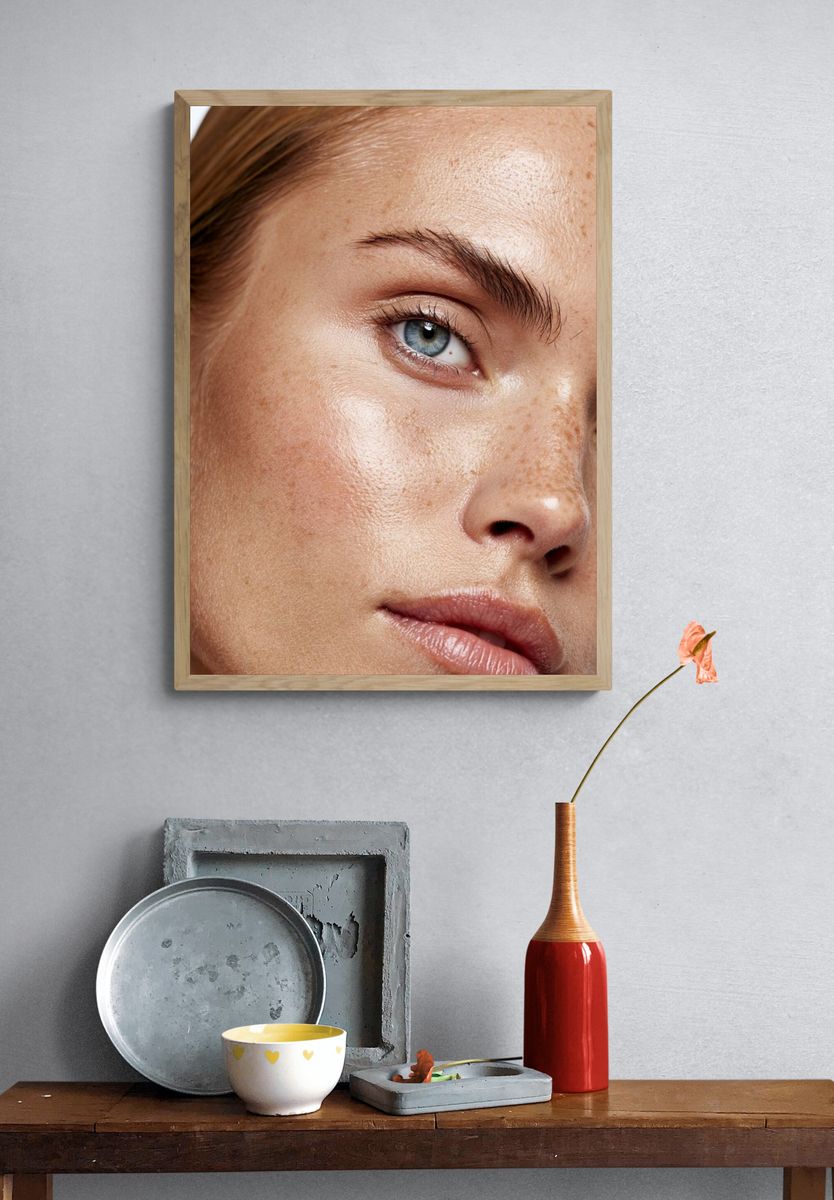 Freckled Blue-Eyed Portrait Print. — room view 3