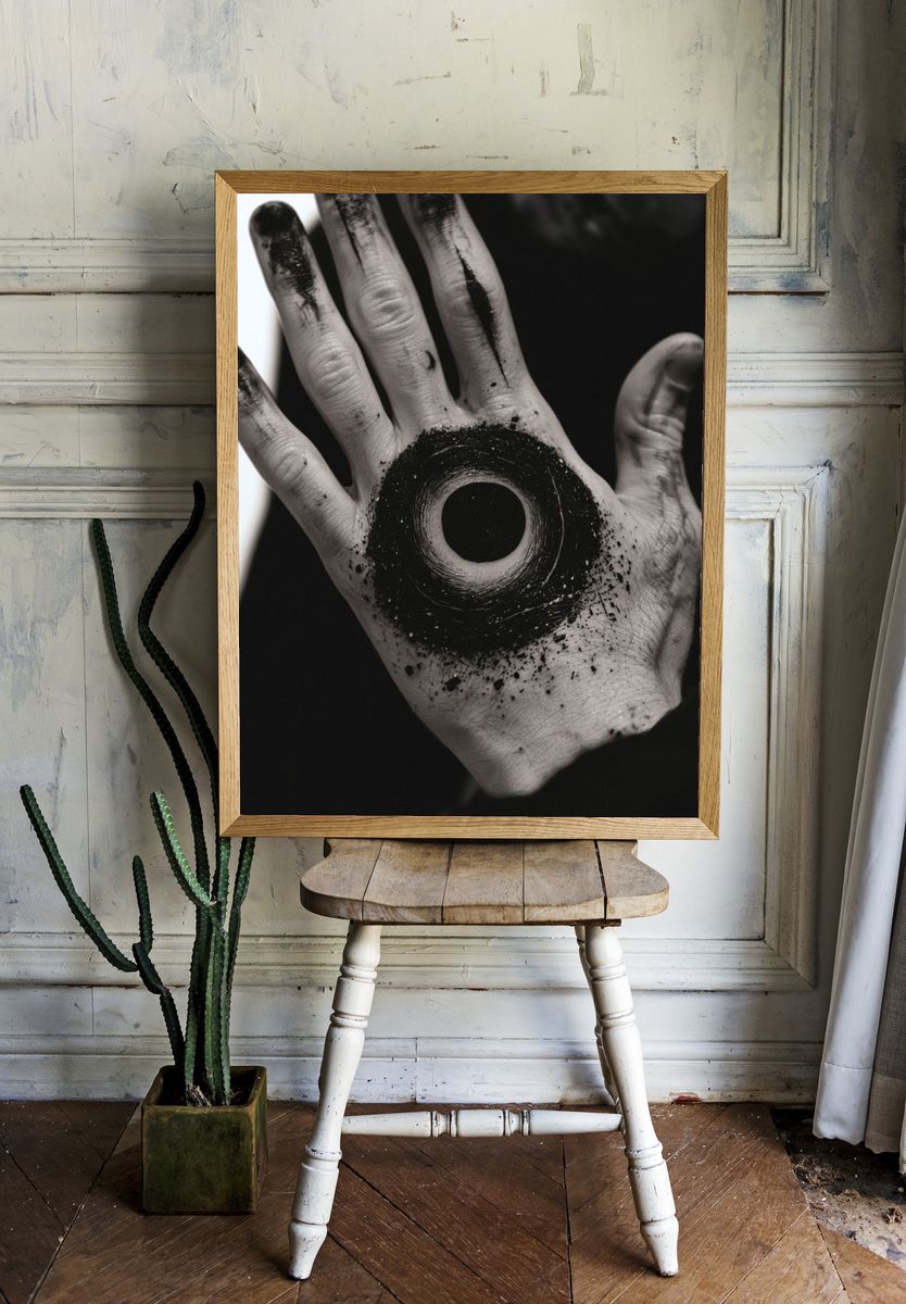 Surreal Hand Circle Photography Poster. room preview