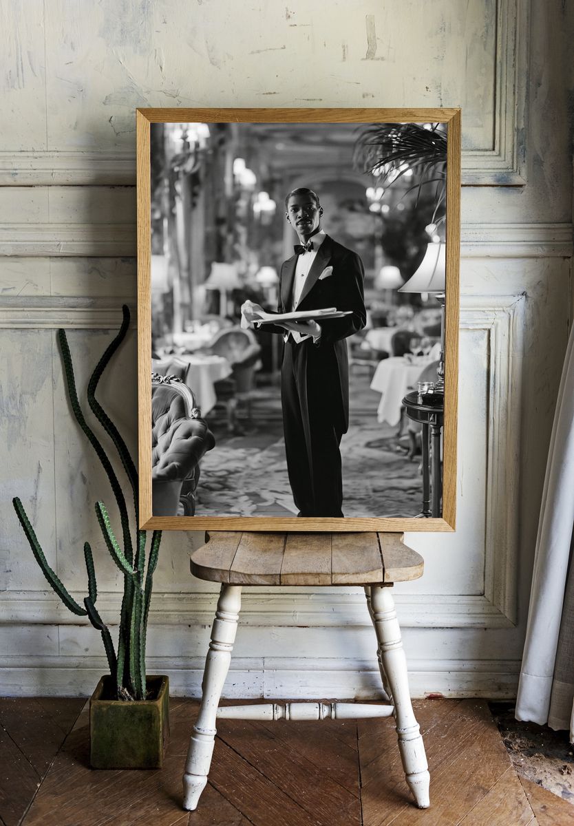 Elegant Waiter Portrait Photography Poster. — room view 1