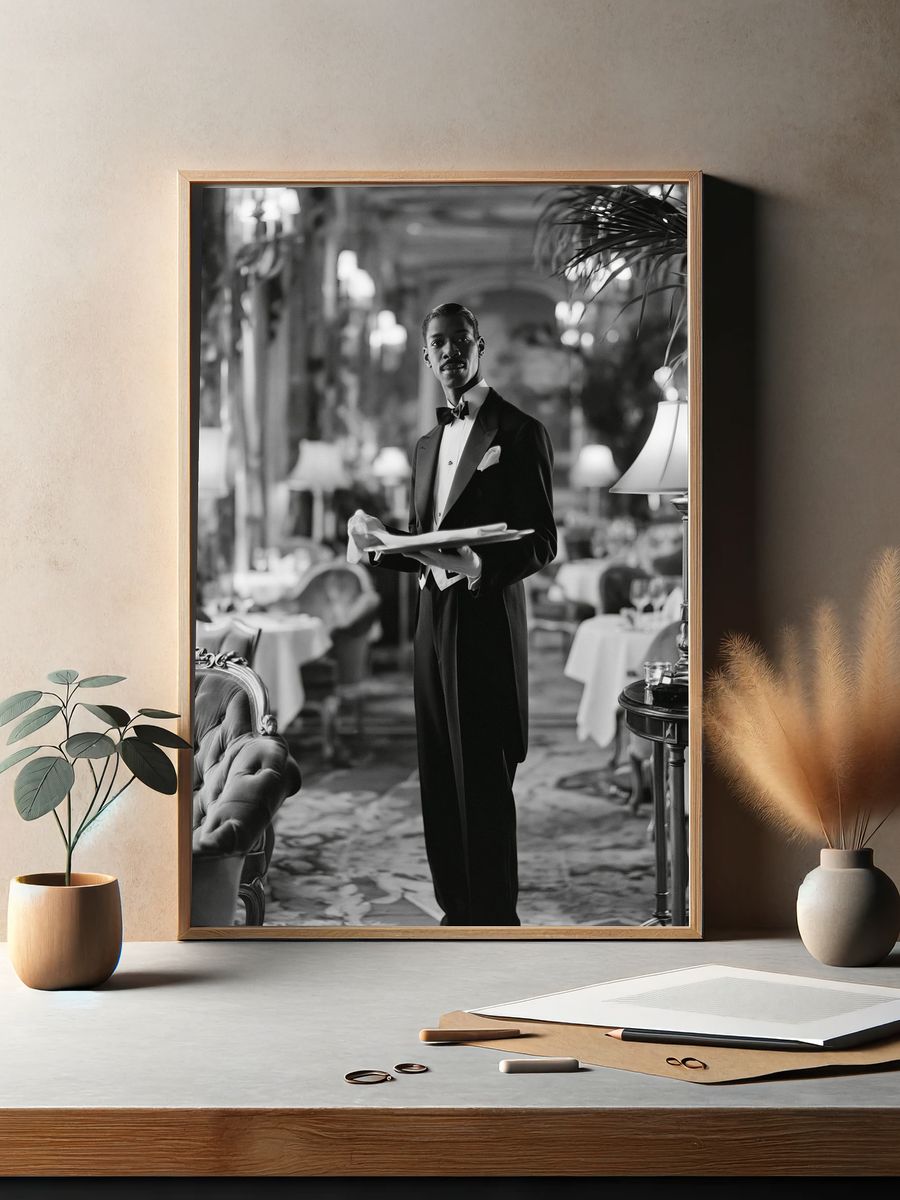 Elegant Waiter Portrait Photography Poster. — room view 2