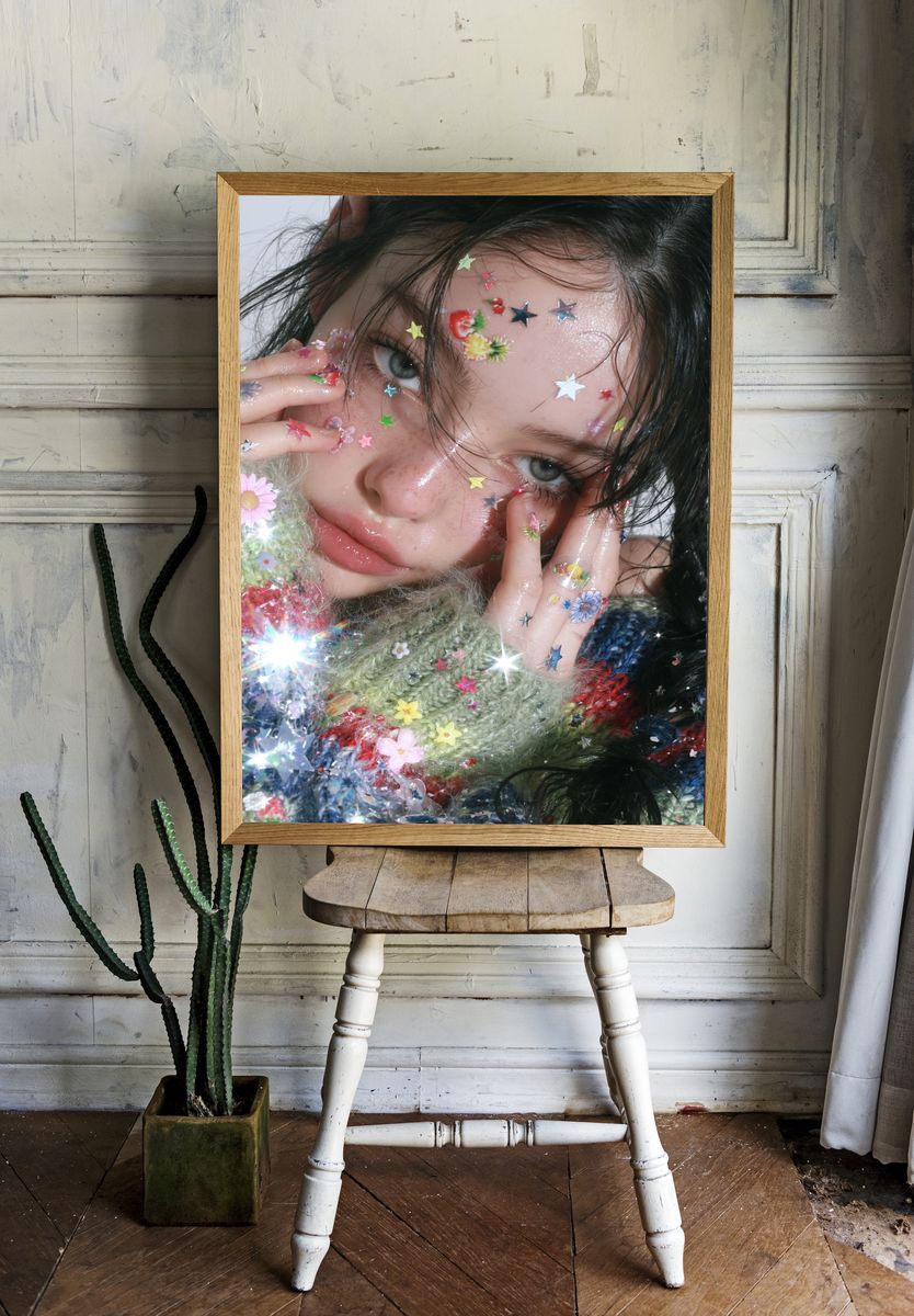 Starry Face Portrait Print. — room view 1