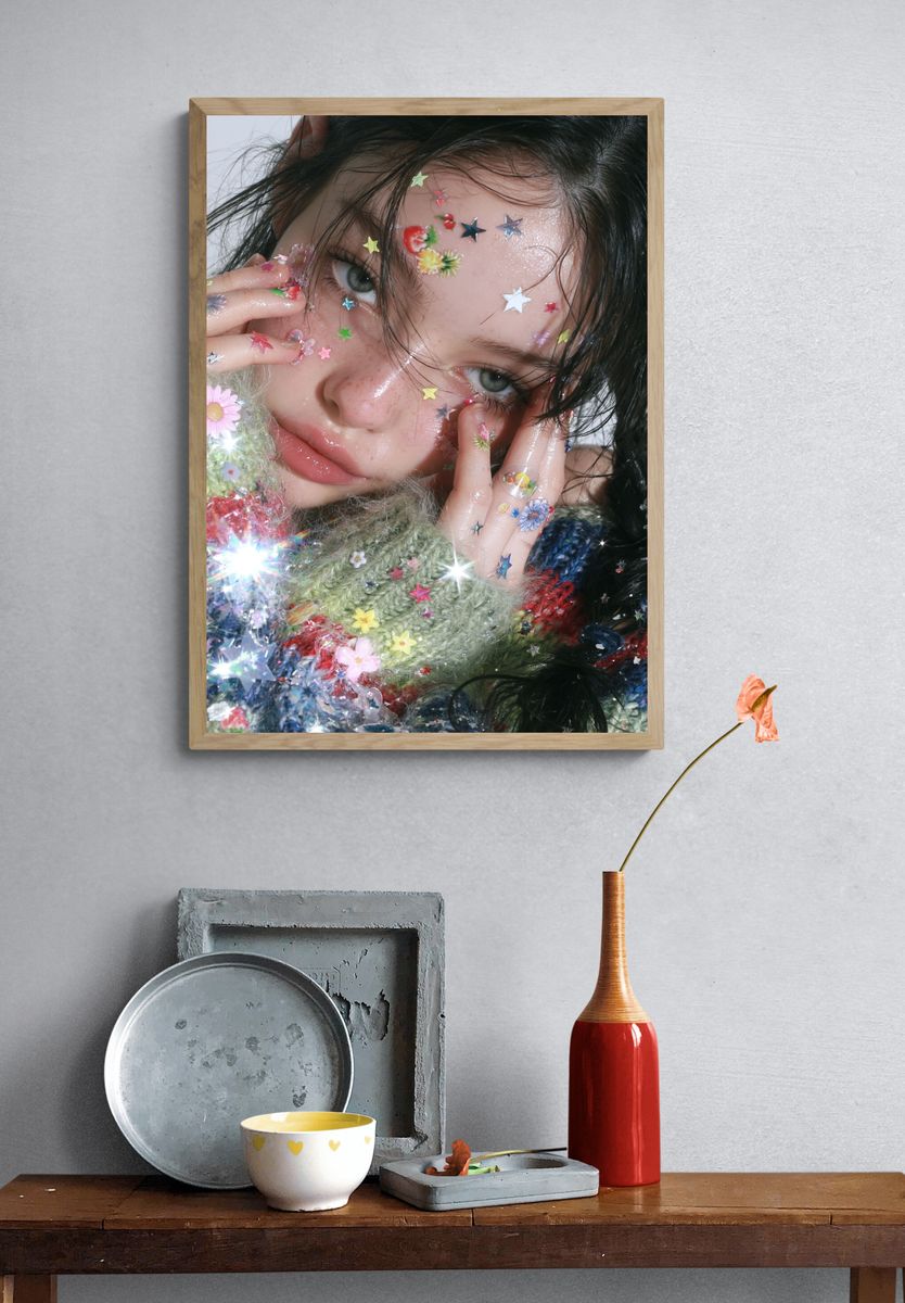 Starry Face Portrait Print. — room view 3