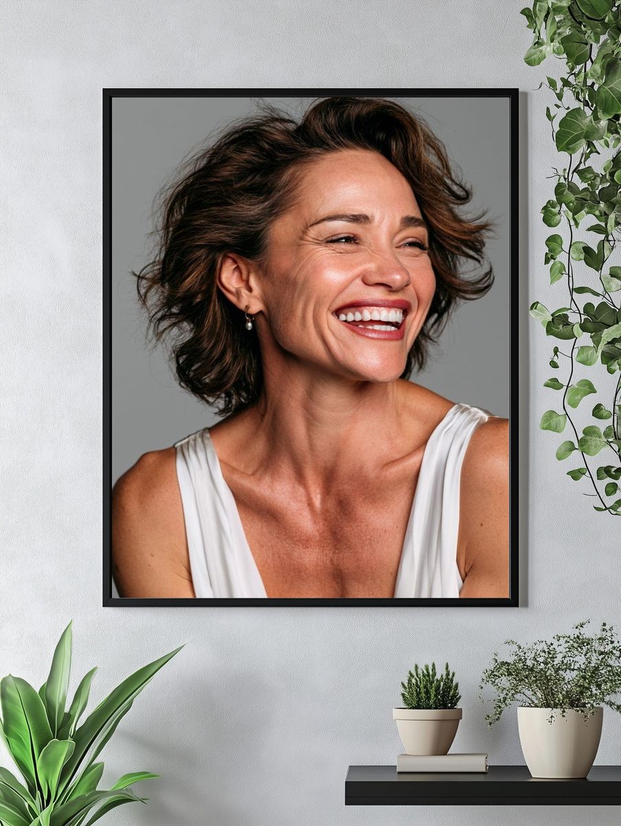 Smiling Woman Portrait Photography Poster. — room view 4