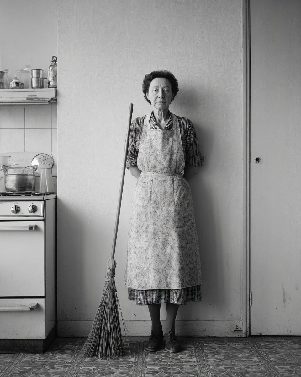 Kitchen Portrait Black-White Print. poster — photography art