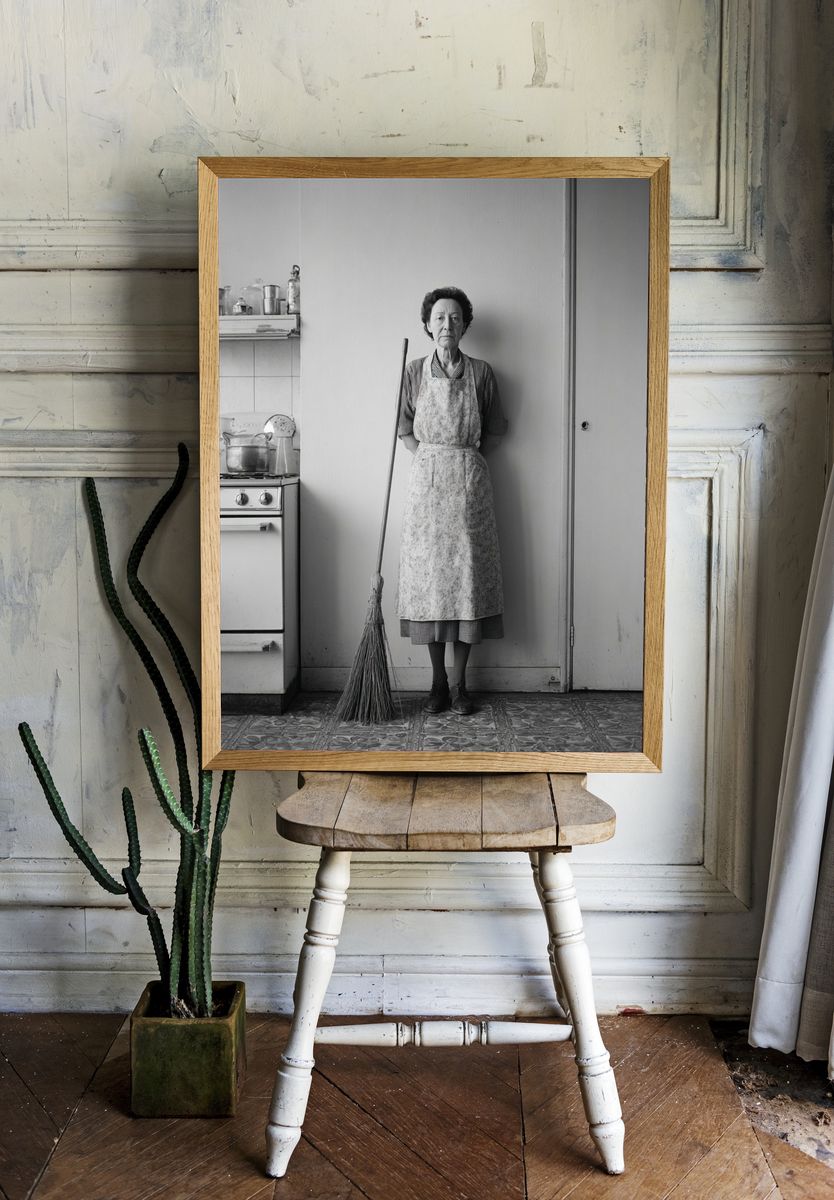Kitchen Portrait Black-White Print. — room view 1