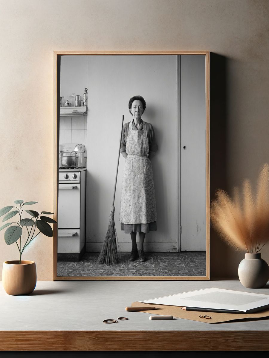Kitchen Portrait Black-White Print. — room view 2