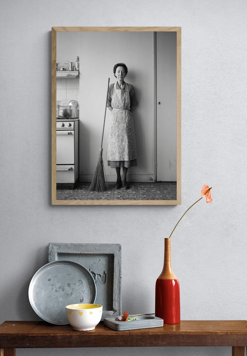 Kitchen Portrait Black-White Print. — room view 3