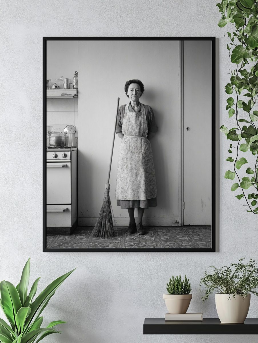Kitchen Portrait Black-White Print. — room view 4