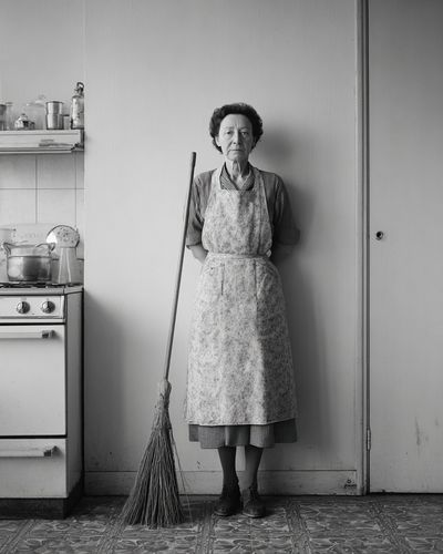 Kitchen Portrait Black-White Print. poster print