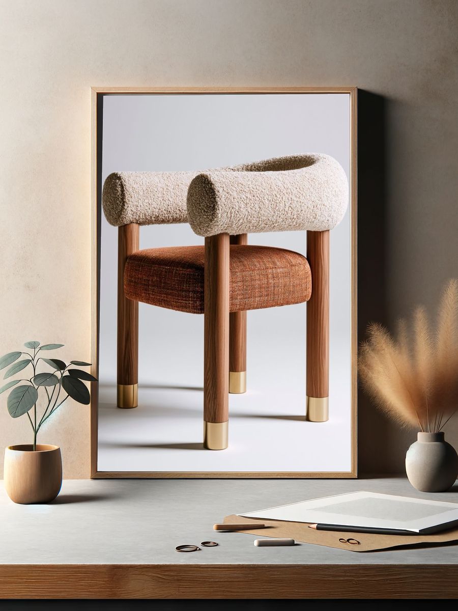 Bouclé Accent Chair Photography Poster. — room view 2