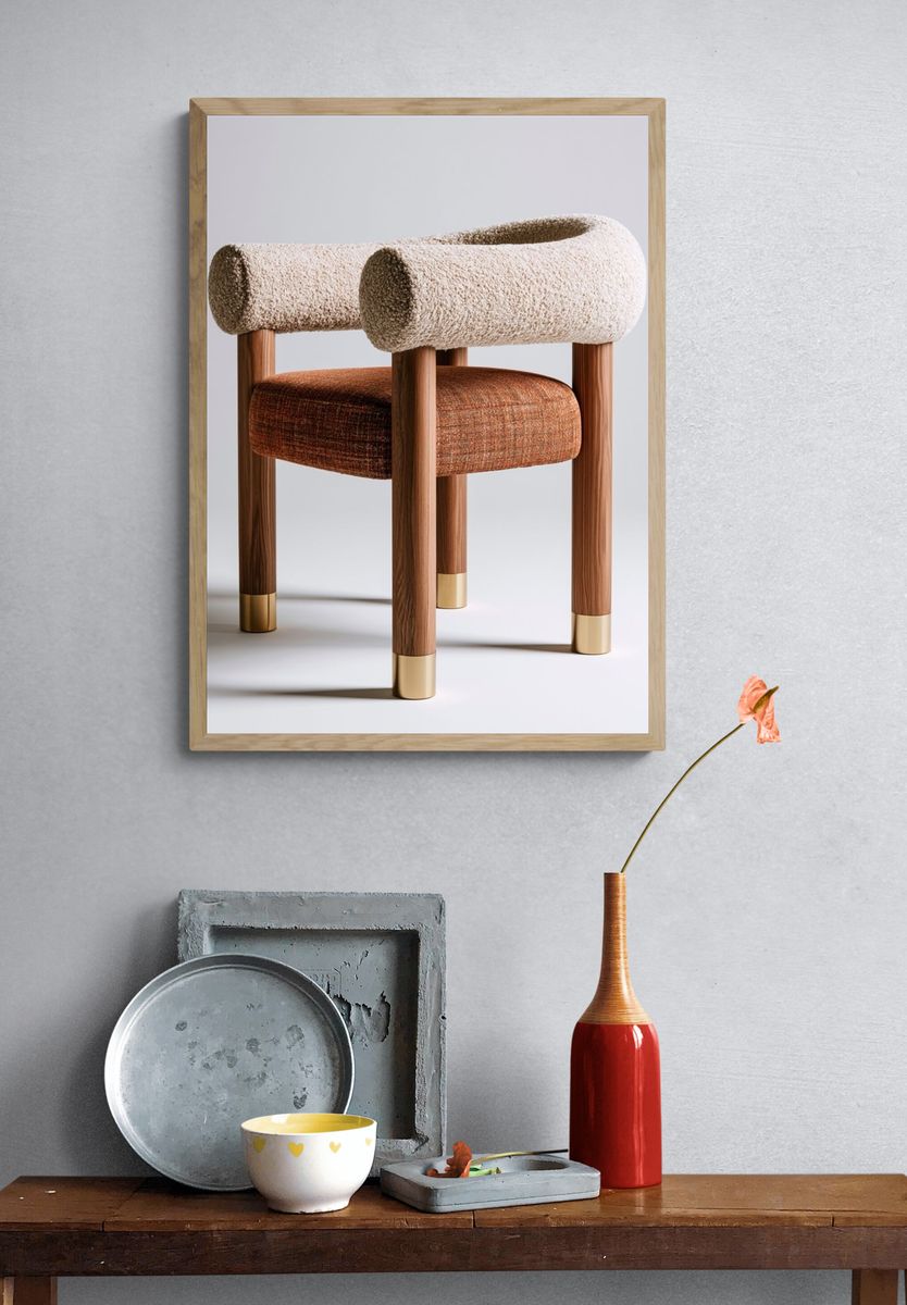 Bouclé Accent Chair Photography Poster. — room view 3