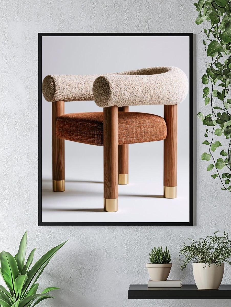 Bouclé Accent Chair Photography Poster. — room view 4