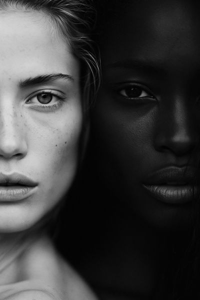 Dual Faces Black-White Portrait Poster. poster
