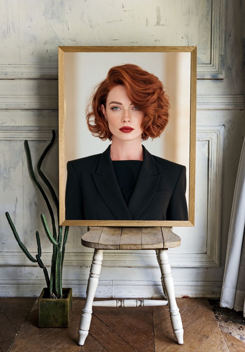 Red-Haired Portrait Photography Poster. room preview