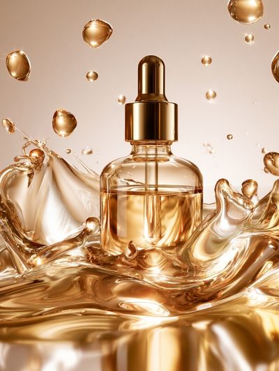 Golden Perfume Bottle Photography Poster.