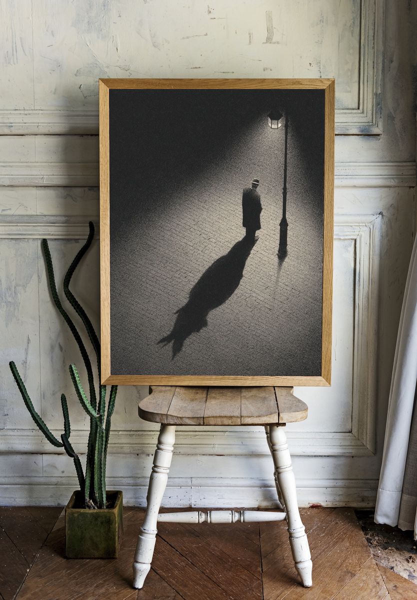 Noir Street Silhouette Photography Poster. room preview