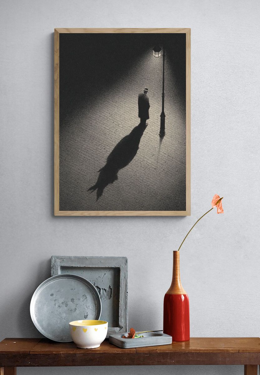 Noir Street Silhouette Photography Poster. — room view 3