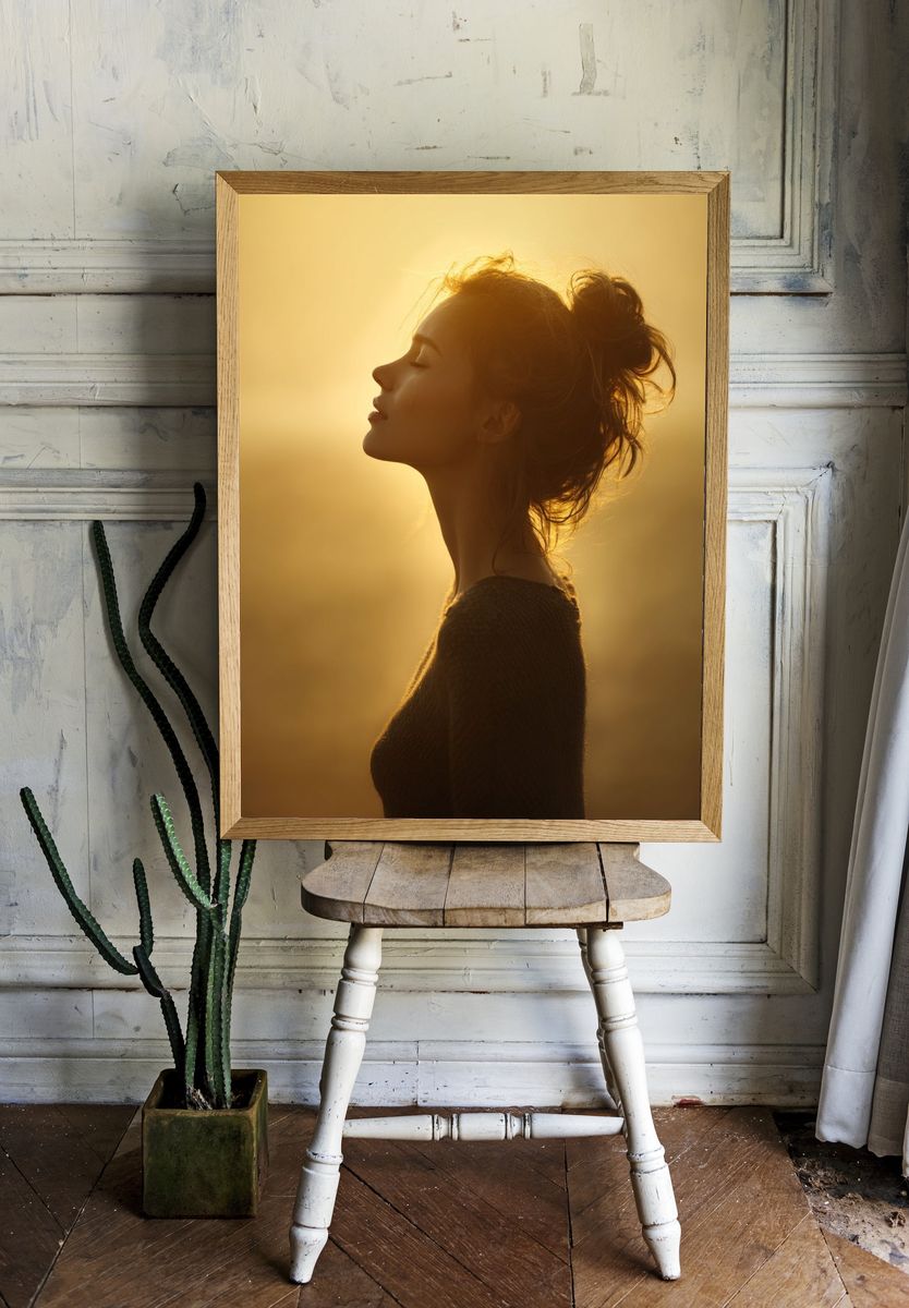 Silhouette of a Woman at Sunset — Photography Print. — room view 1