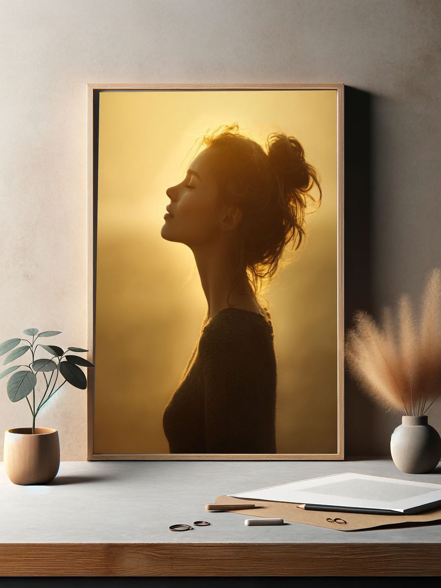 Silhouette of a Woman at Sunset — Photography Print. — room view 2