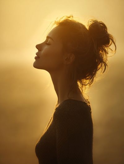 Silhouette of a Woman at Sunset — Photography Print. poster print