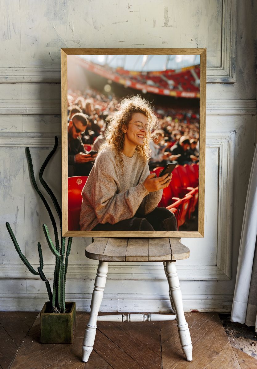 Smiling Stadium Crowd Photography Poster. — room view 1