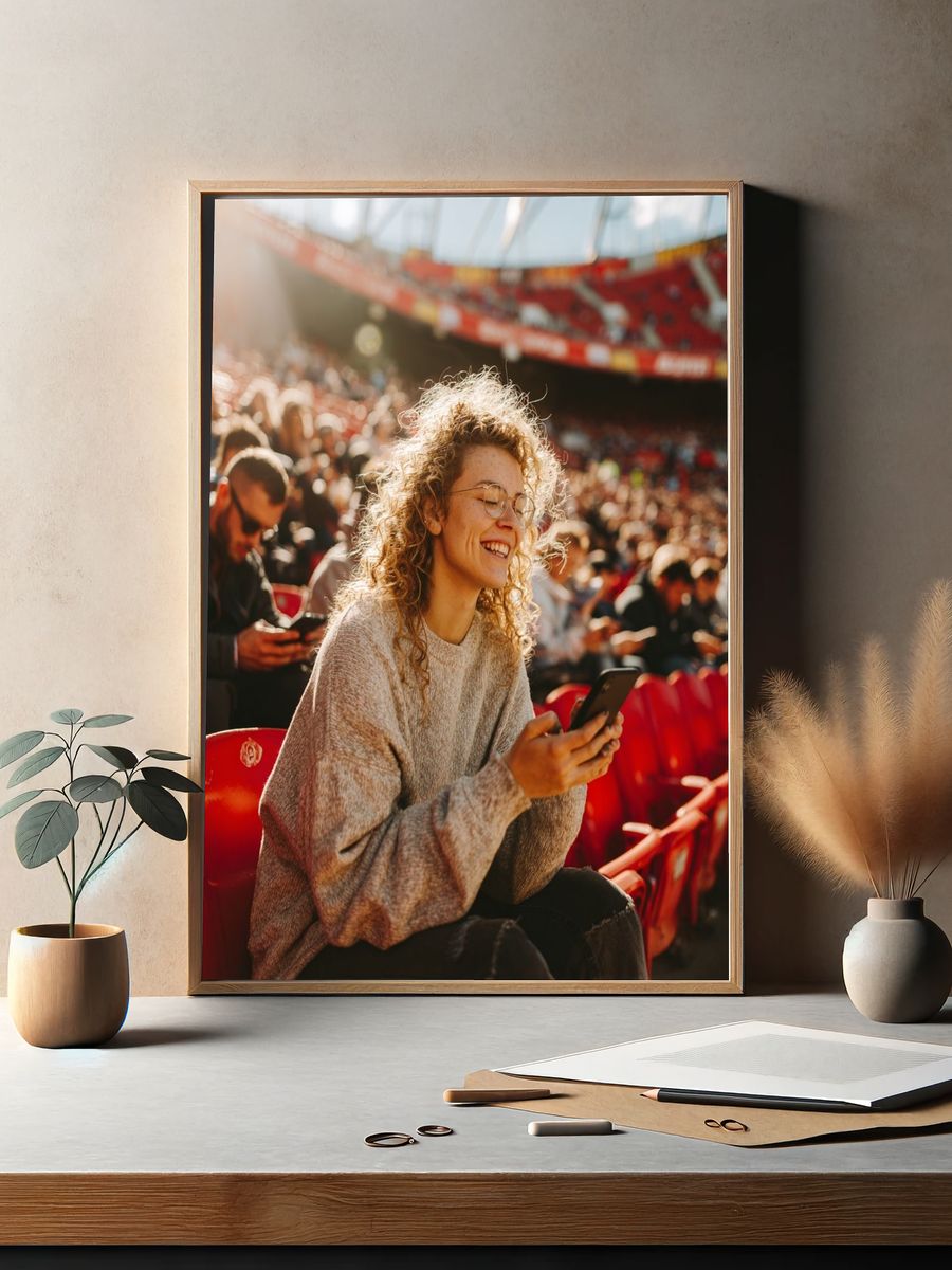 Smiling Stadium Crowd Photography Poster. — room view 2