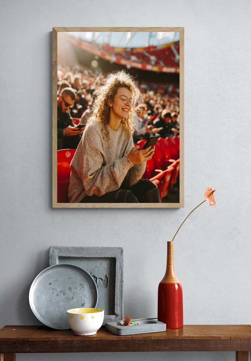 Smiling Stadium Crowd Photography Poster. — room view 3