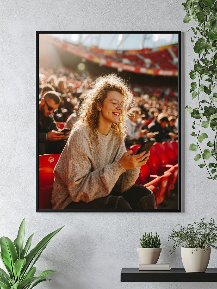 Smiling Stadium Crowd Photography Poster. — room view 4