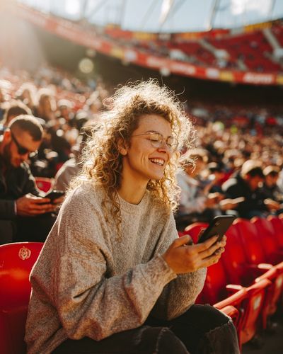 Smiling Stadium Crowd Photography Poster. poster print