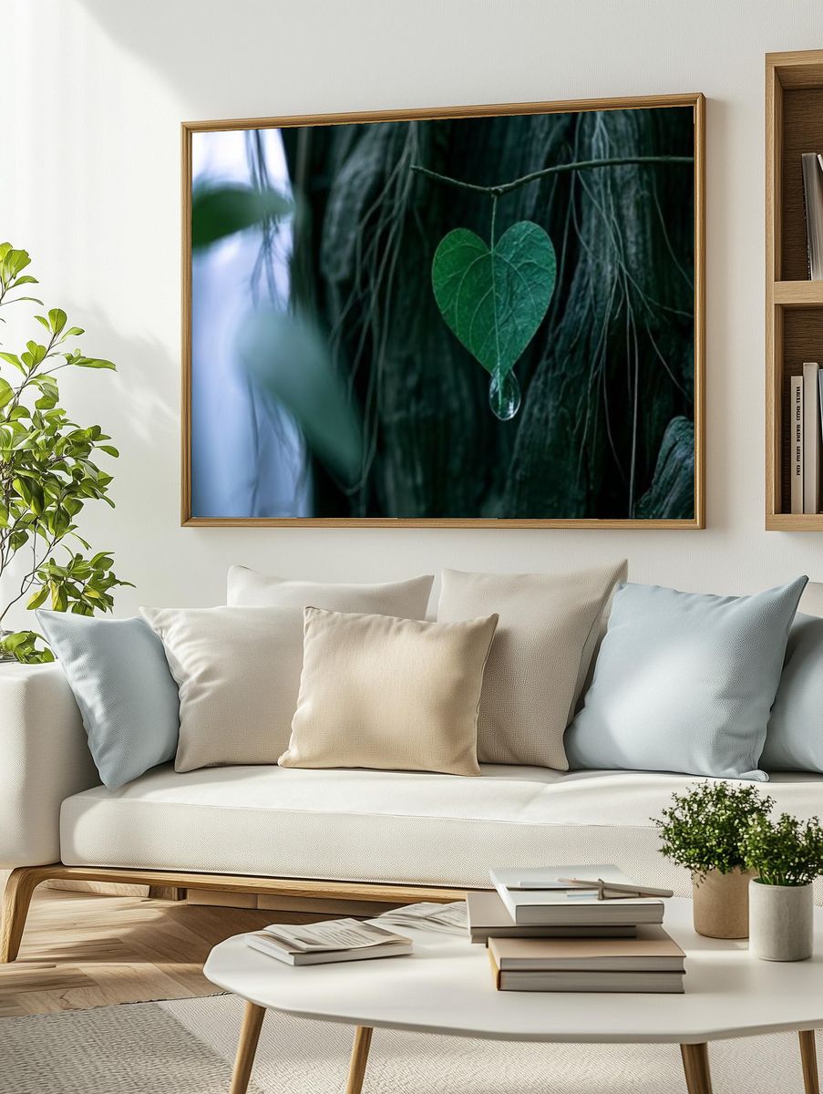 Heart Leaf Dew Photography Poster. — room view 2