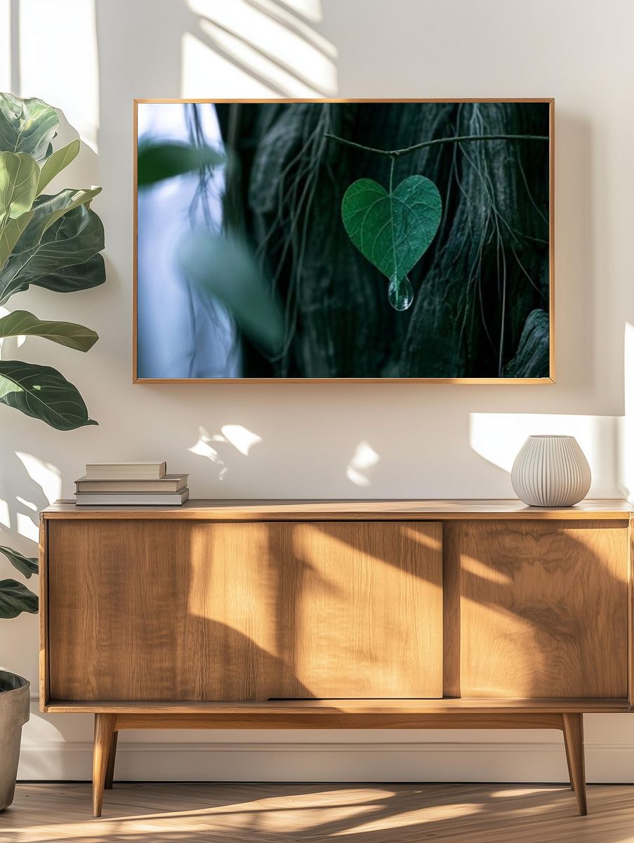 Heart Leaf Dew Photography Poster. — room view 3