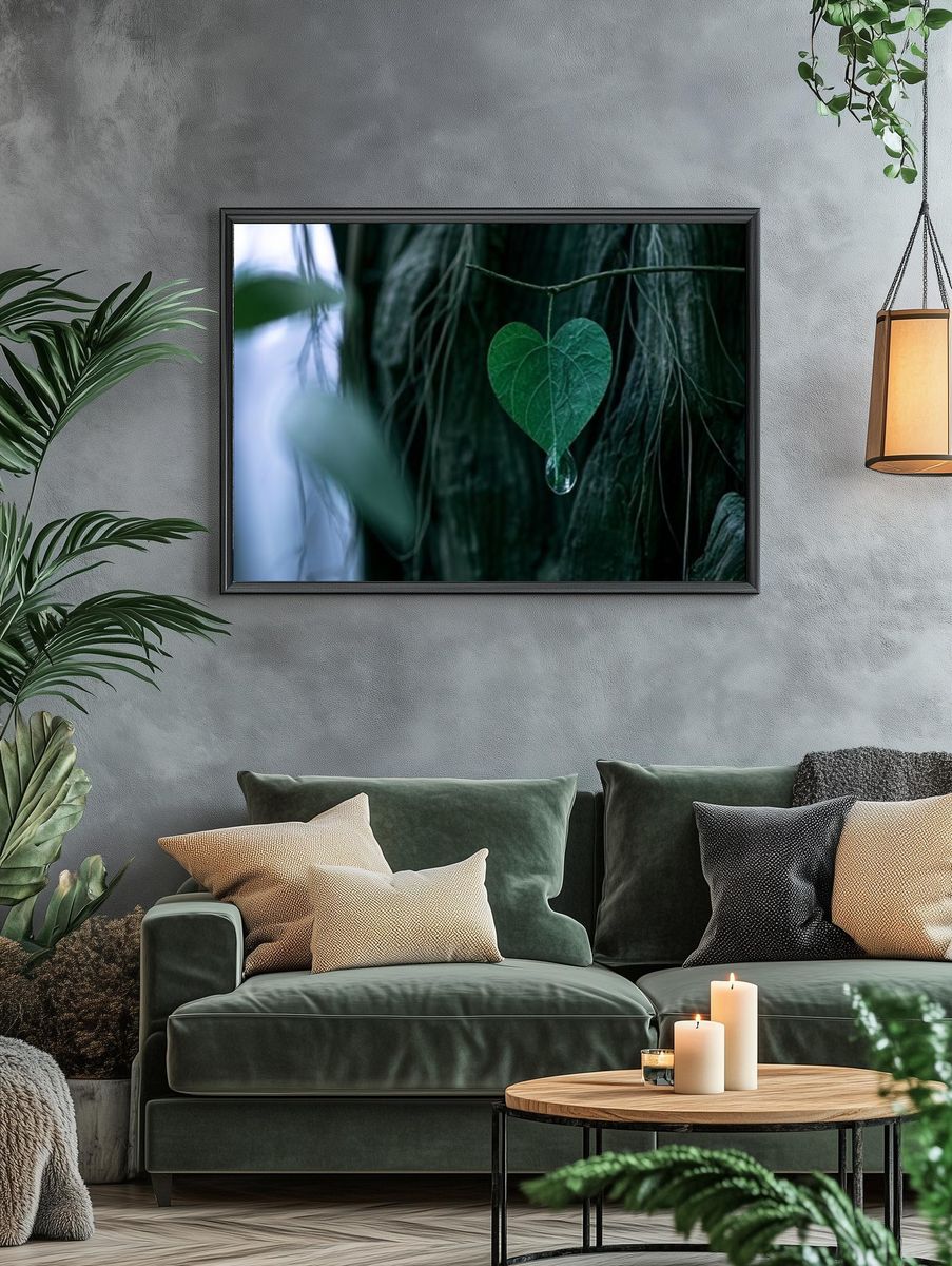 Heart Leaf Dew Photography Poster. — room view 4