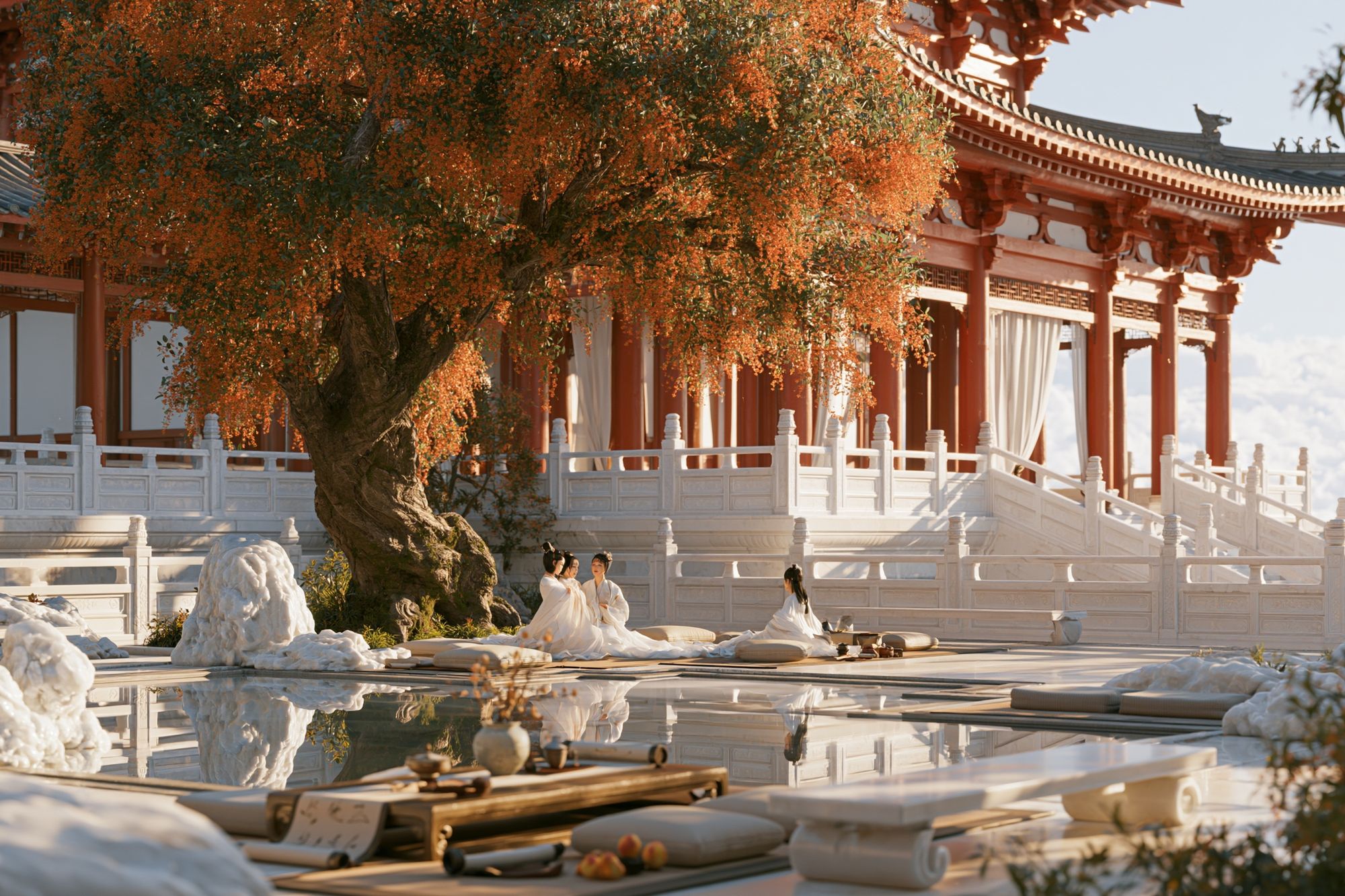 Serene Temple Garden Photography Poster. poster — photography art