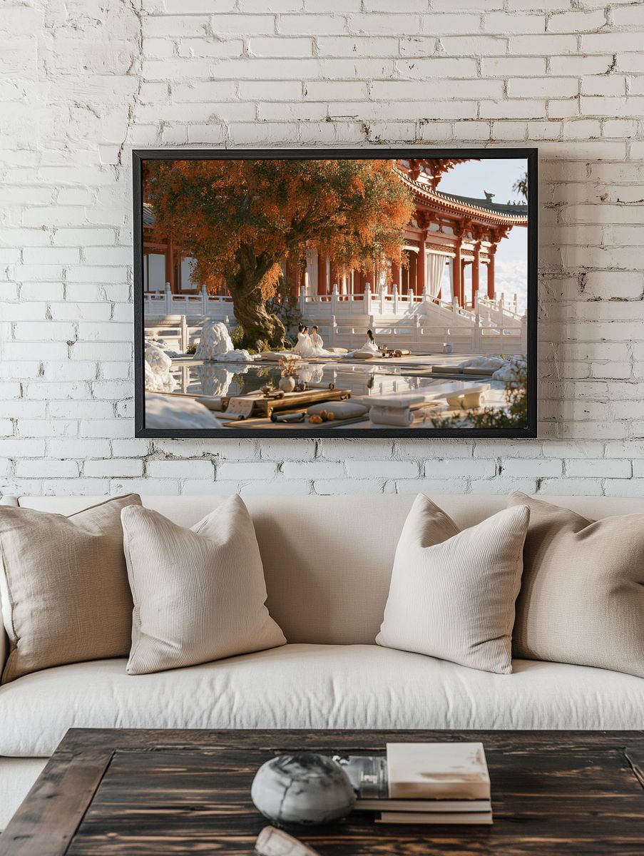 Serene Temple Garden Photography Poster. room preview