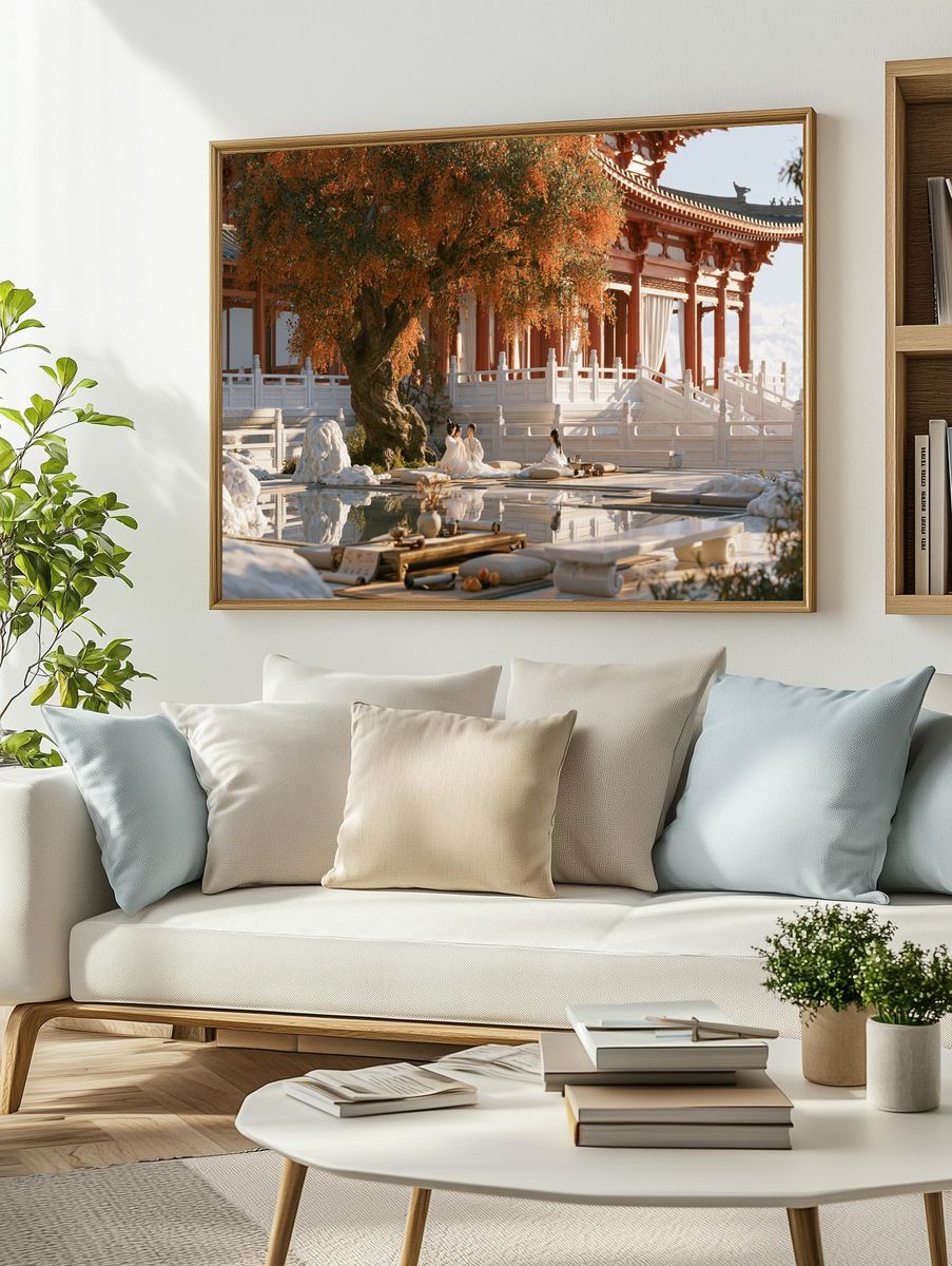 Serene Temple Garden Photography Poster. — room view 2