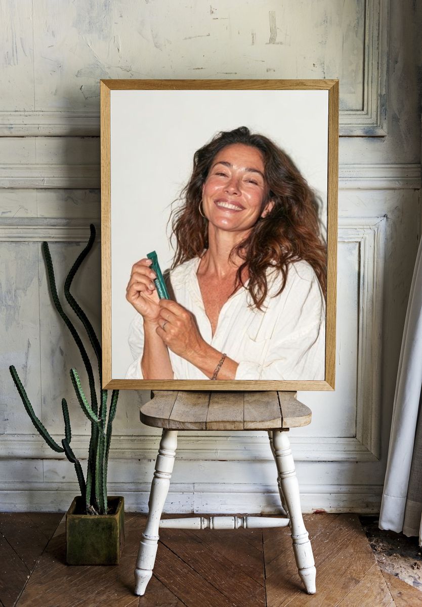 Smiling Woman Portrait Photography Poster. — room view 1