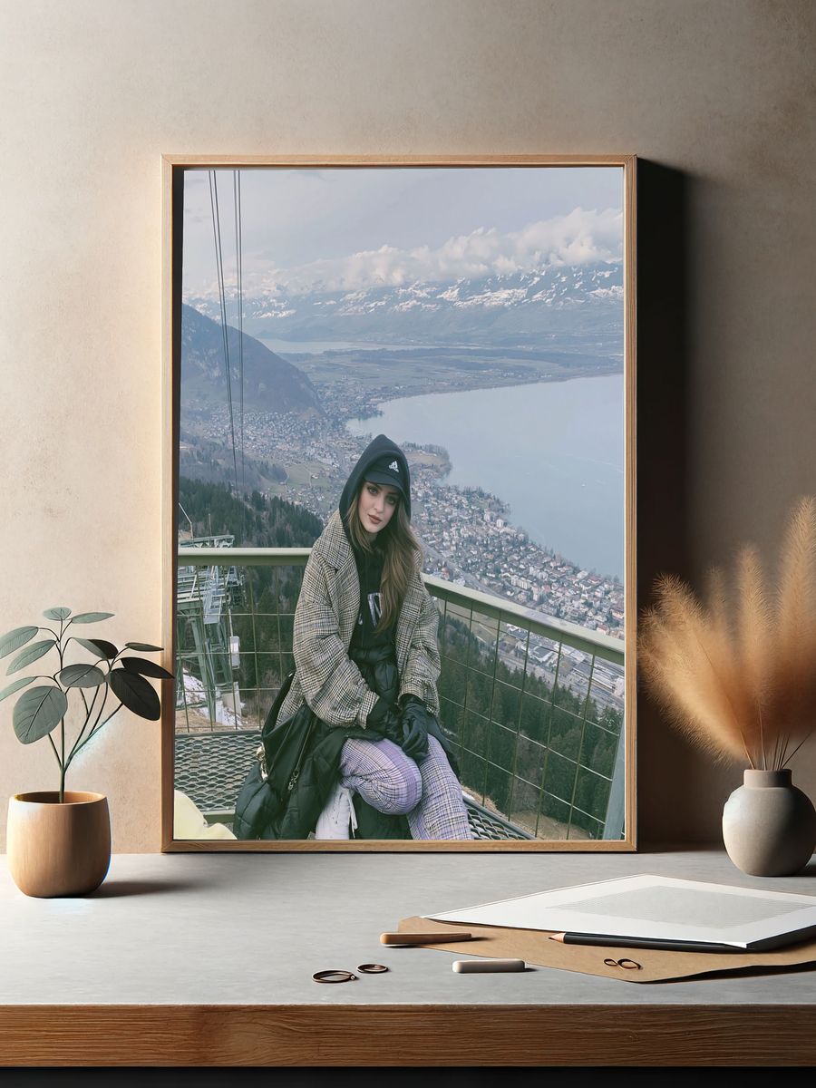 Mountain Lake Portrait Photography Poster. — room view 2