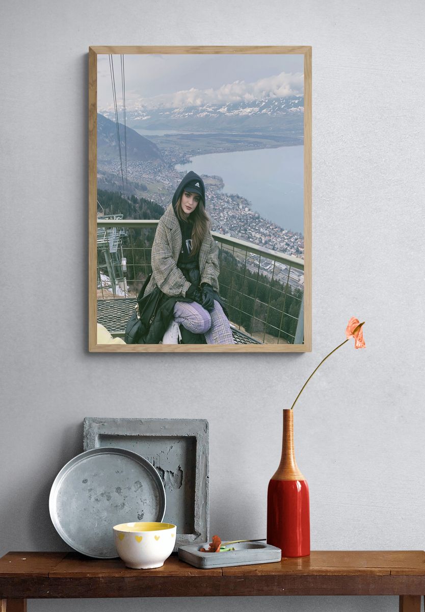 Mountain Lake Portrait Photography Poster. — room view 3