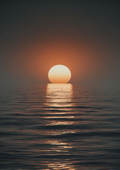 Sunset Over Calm Sea Photography Poster. poster print