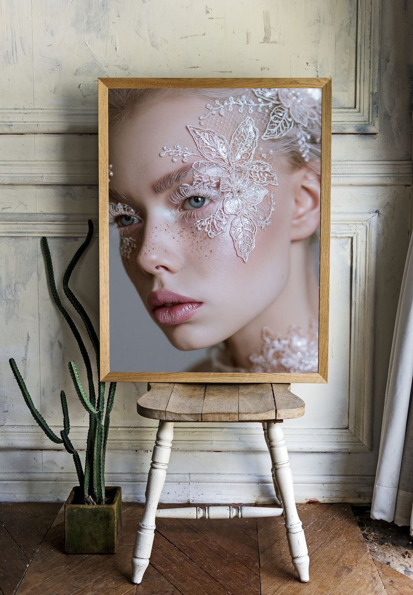 Lace Floral Portrait Photography Poster. — room view 1