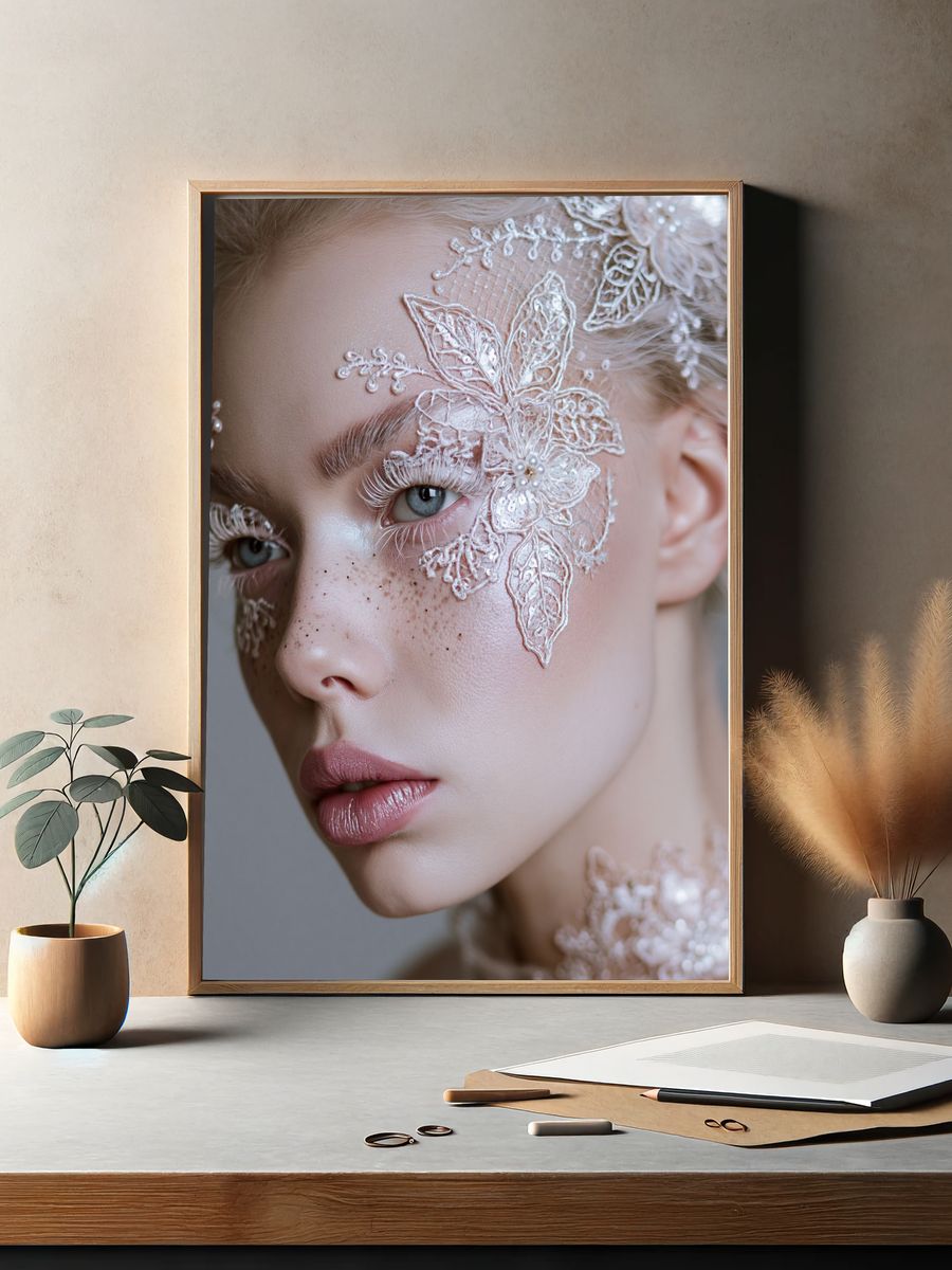 Lace Floral Portrait Photography Poster. — room view 2