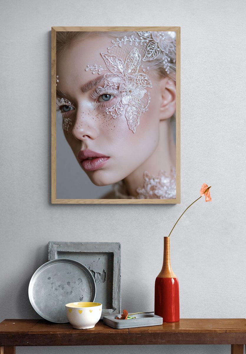 Lace Floral Portrait Photography Poster. — room view 3