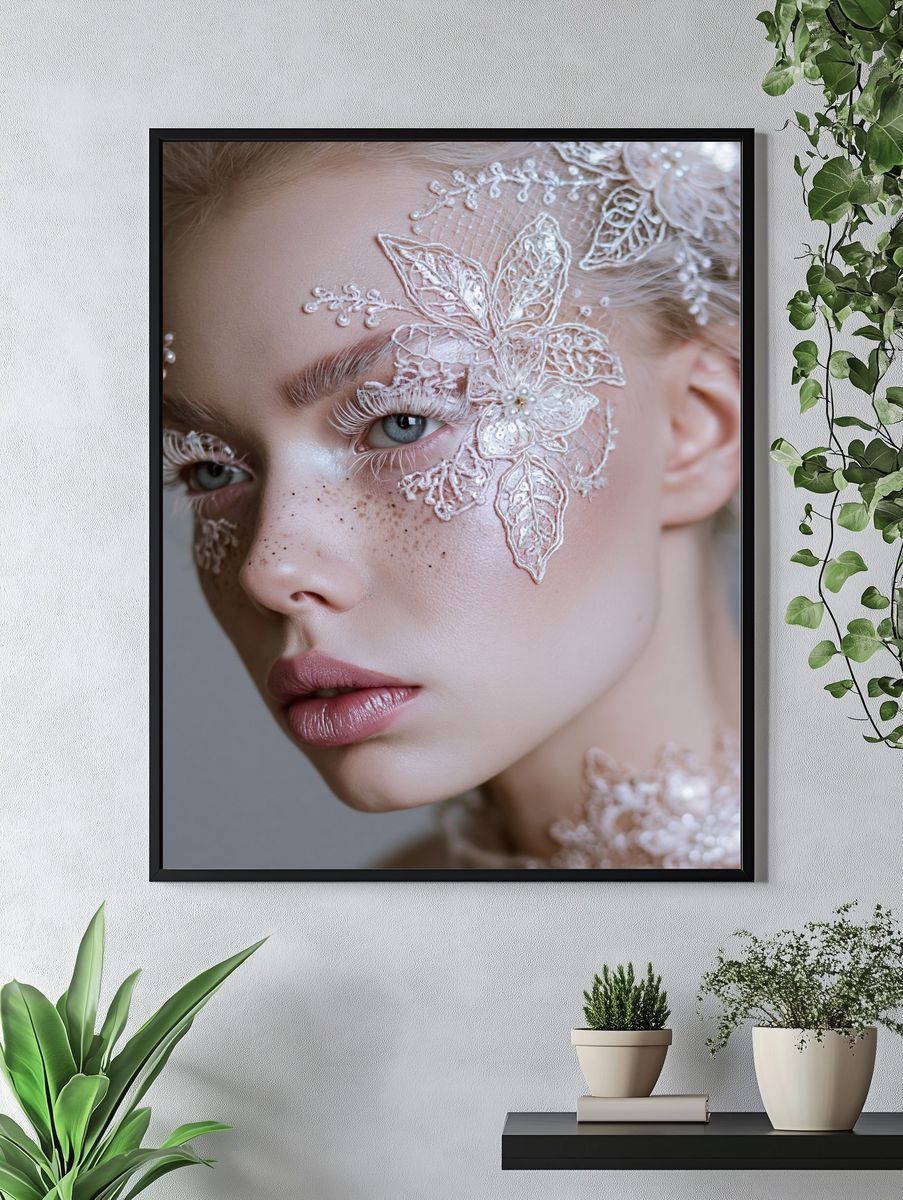 Lace Floral Portrait Photography Poster. — room view 4