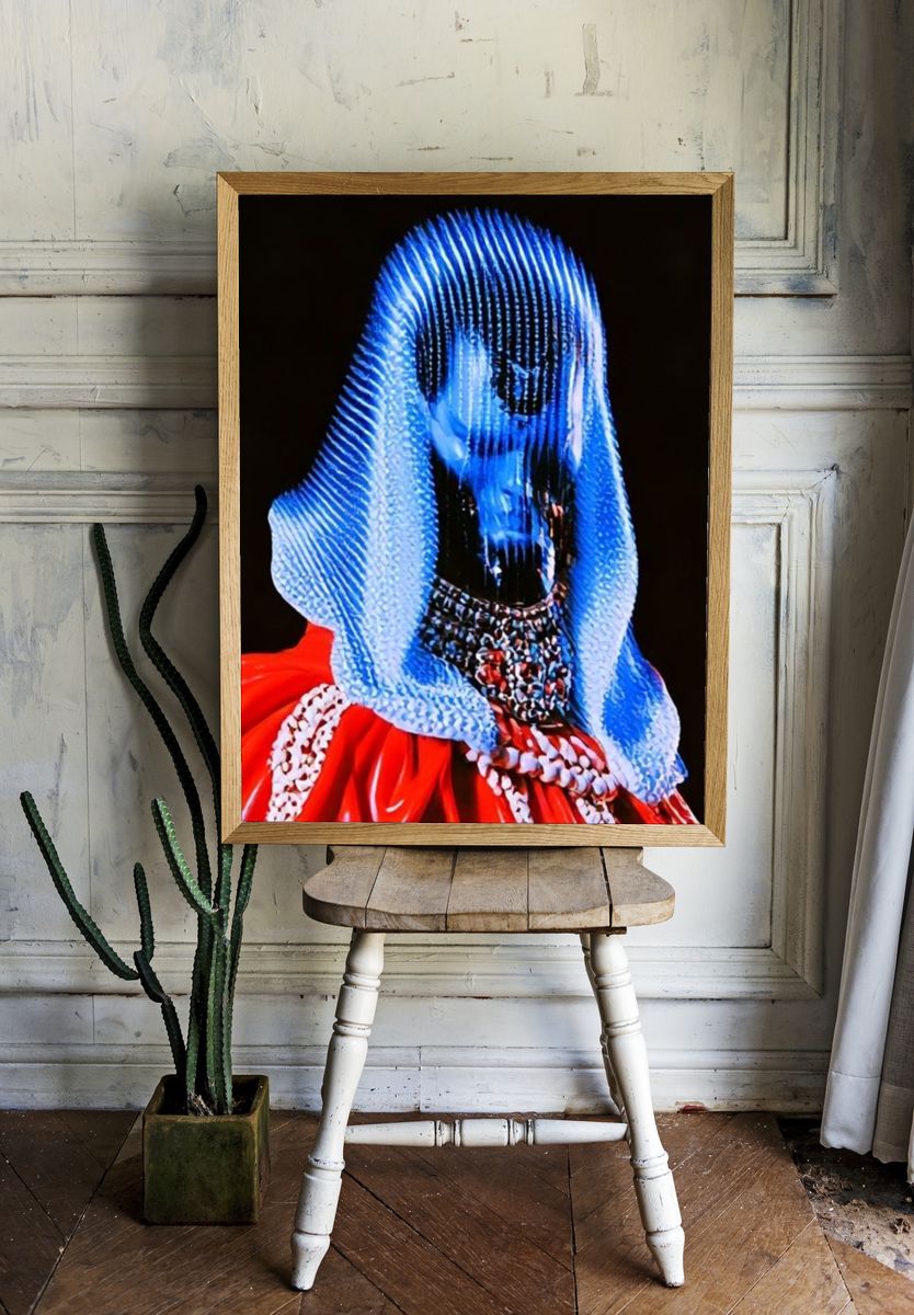 Blue Veiled Portrait Poster. room preview