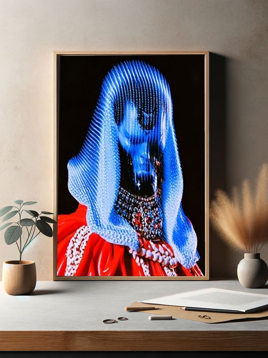 Blue Veiled Portrait Poster. — room view 2