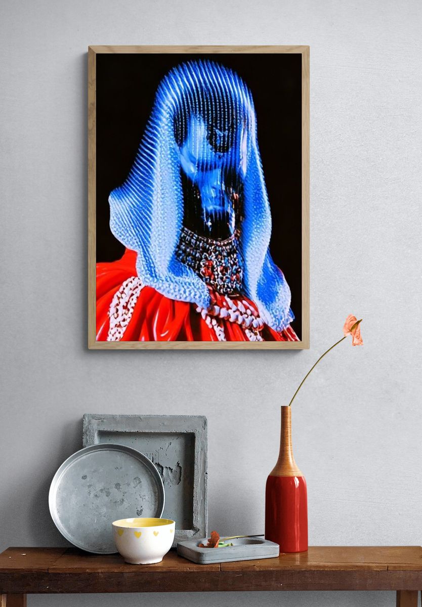 Blue Veiled Portrait Poster. — room view 3