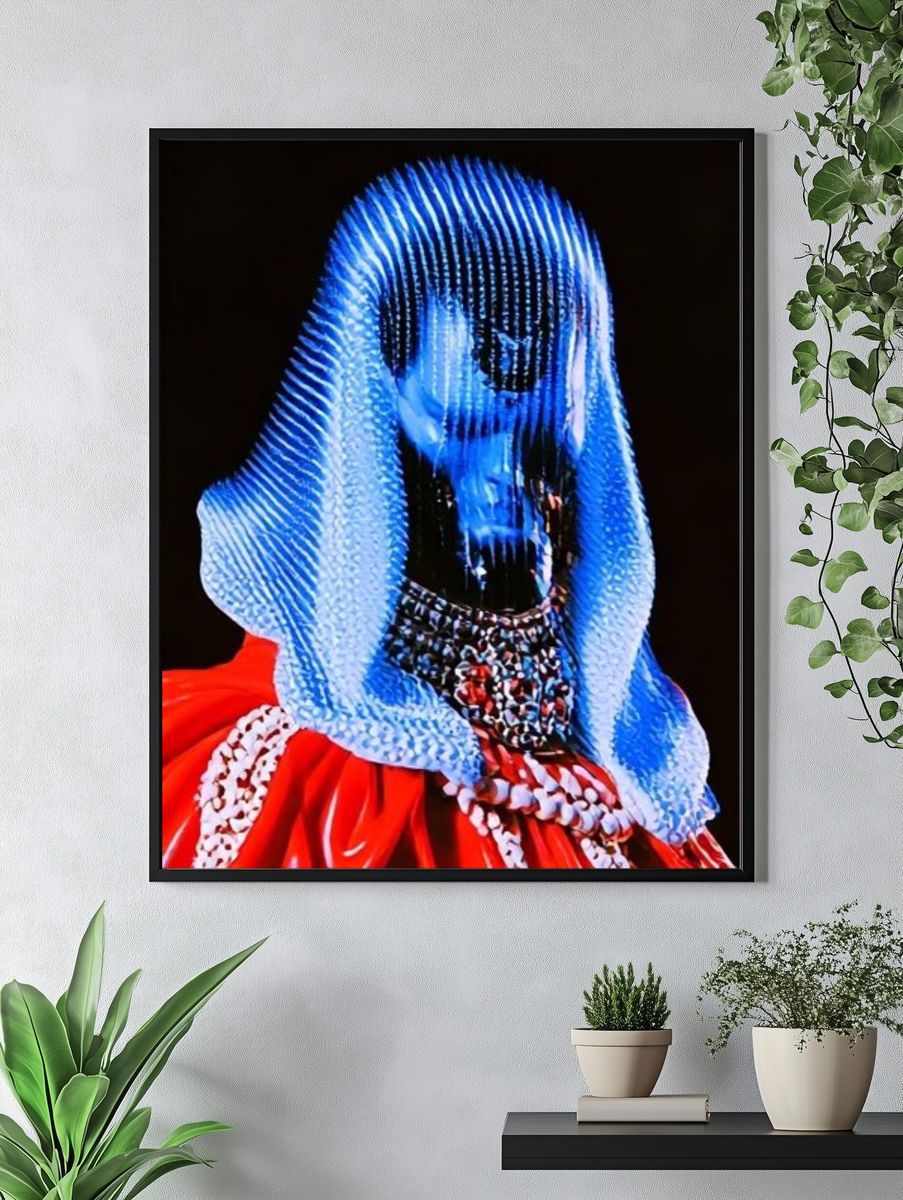 Blue Veiled Portrait Poster. — room view 4