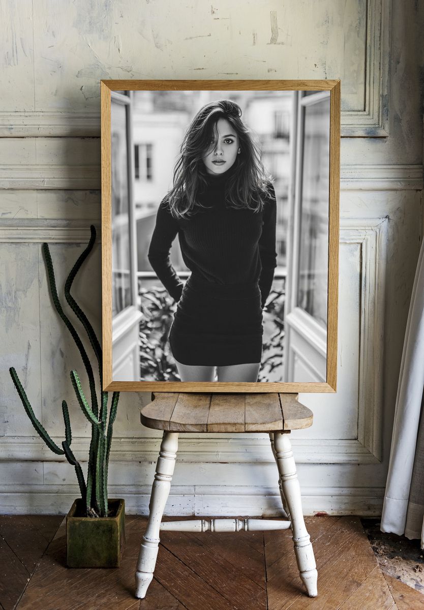 Monochrome Fashion Portrait Poster. — room view 1