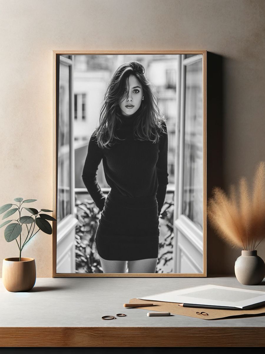 Monochrome Fashion Portrait Poster. — room view 2